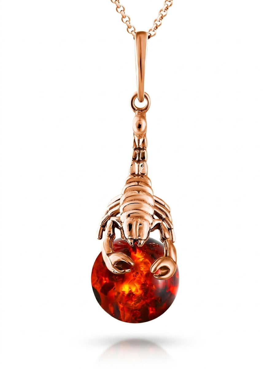 Ball Cognac Amber Silver Pendant — DARVIN (Pre-Order)