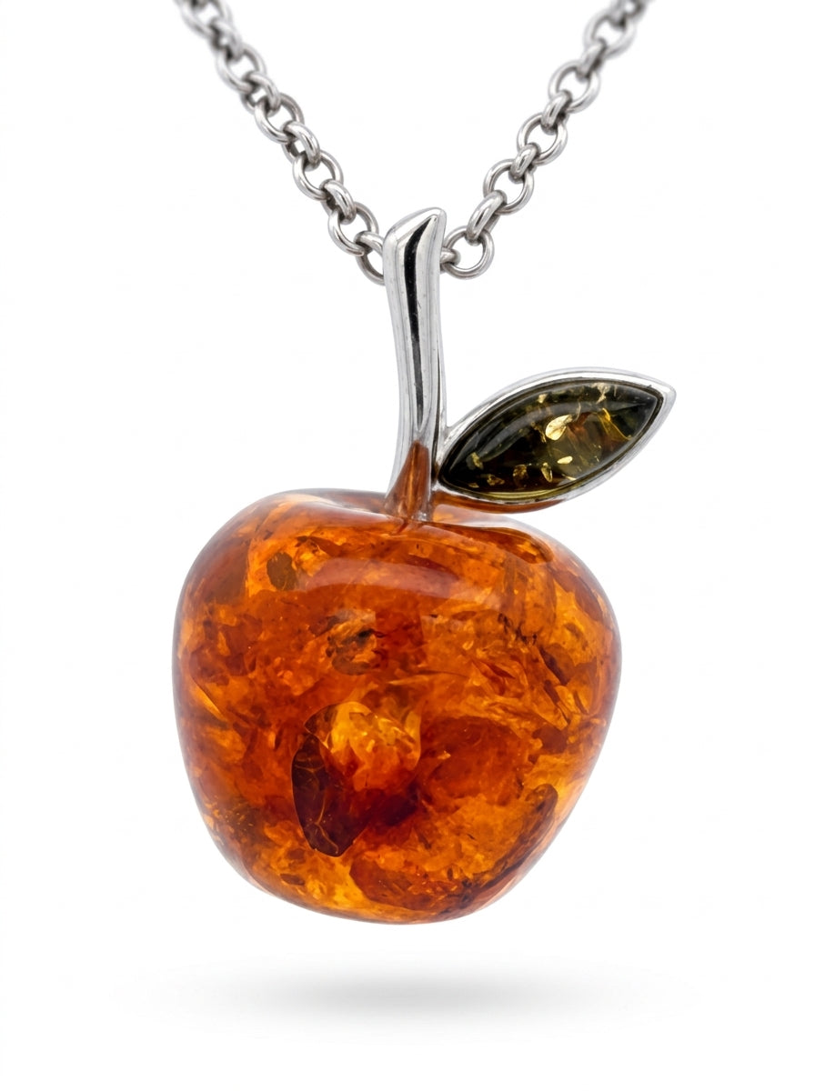 Apple Mixed Amber Silver Pendant — DARVIN (Pre-Order)