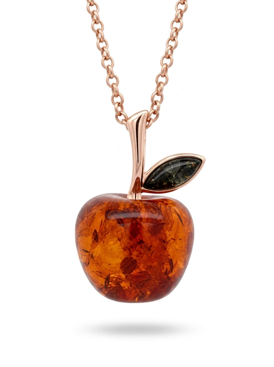 Apple Mixed Amber Silver Pendant — DARVIN (Pre-Order)