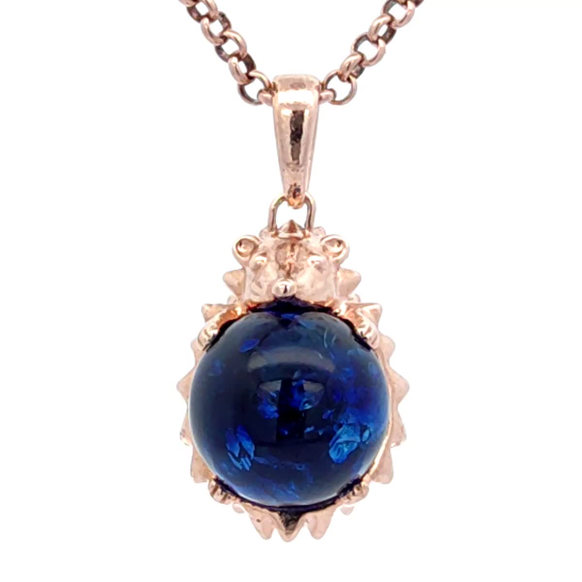 Ball Treated Blue Amber Silver Pendant — DARVIN (Pre-Order)