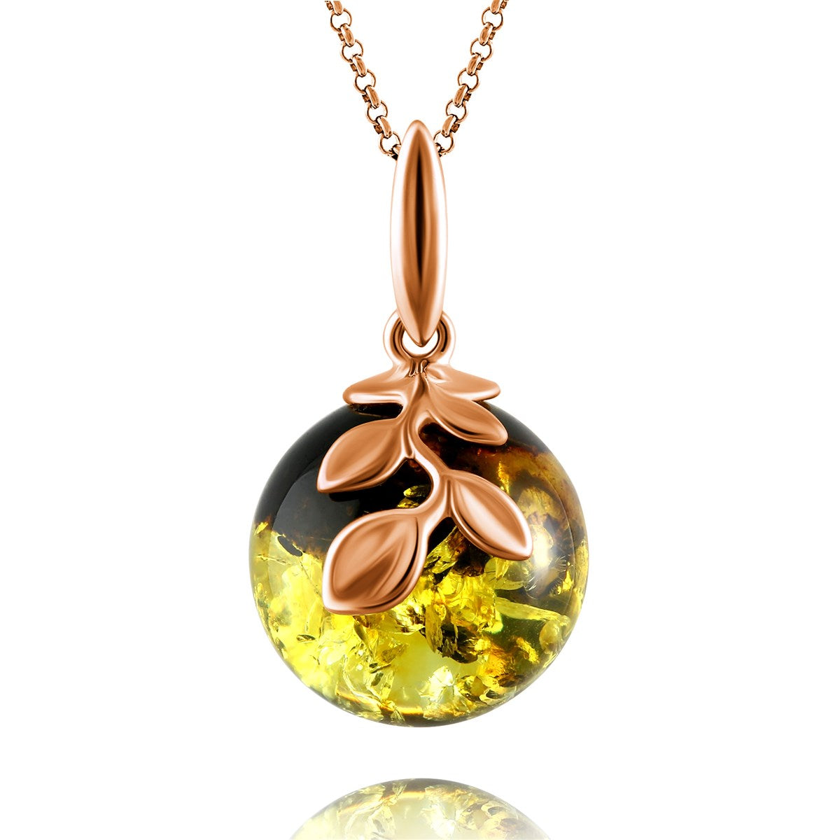 Ball Green-Black Amber Silver Pendant — DARVIN (Pre-Order)