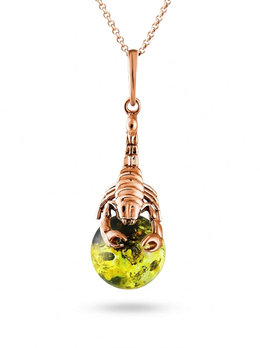Ball Green-Black Amber Silver Pendant — DARVIN (Pre-Order)