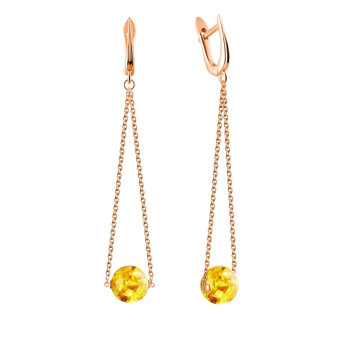 Ball Lemon Amber Silver Earrings — DARVIN (Pre-Order)