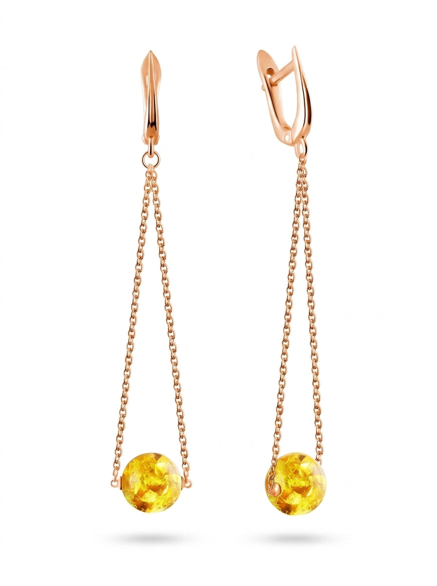 Ball Lemon Amber Silver Earrings — DARVIN (Pre-Order)