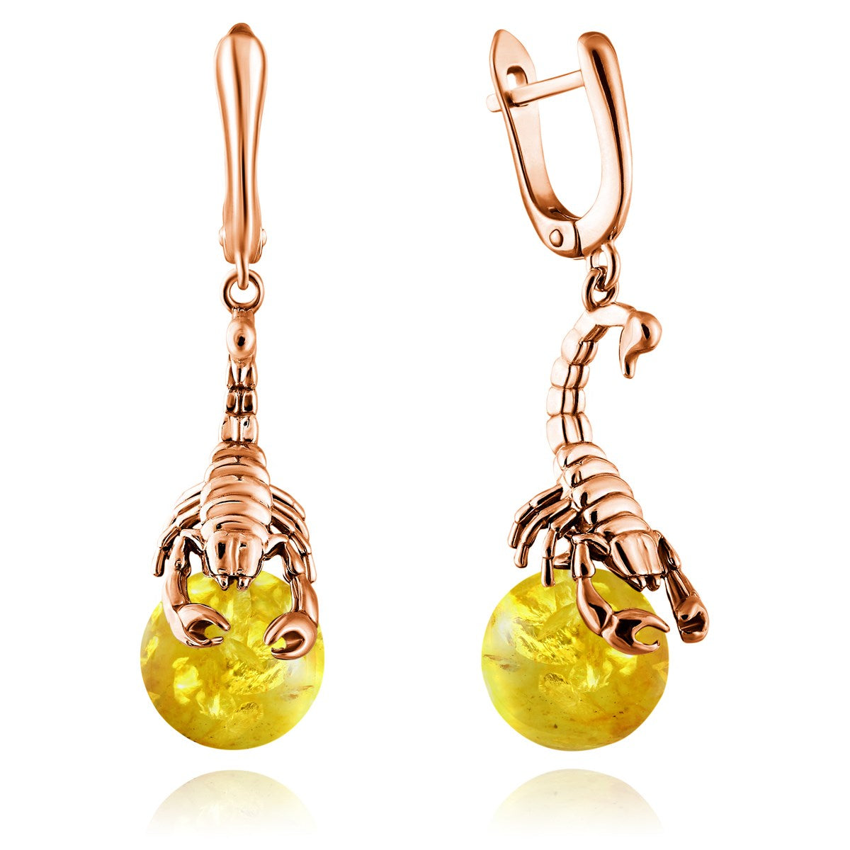 Ball Lemon Amber Silver Earrings — DARVIN (Pre-Order)