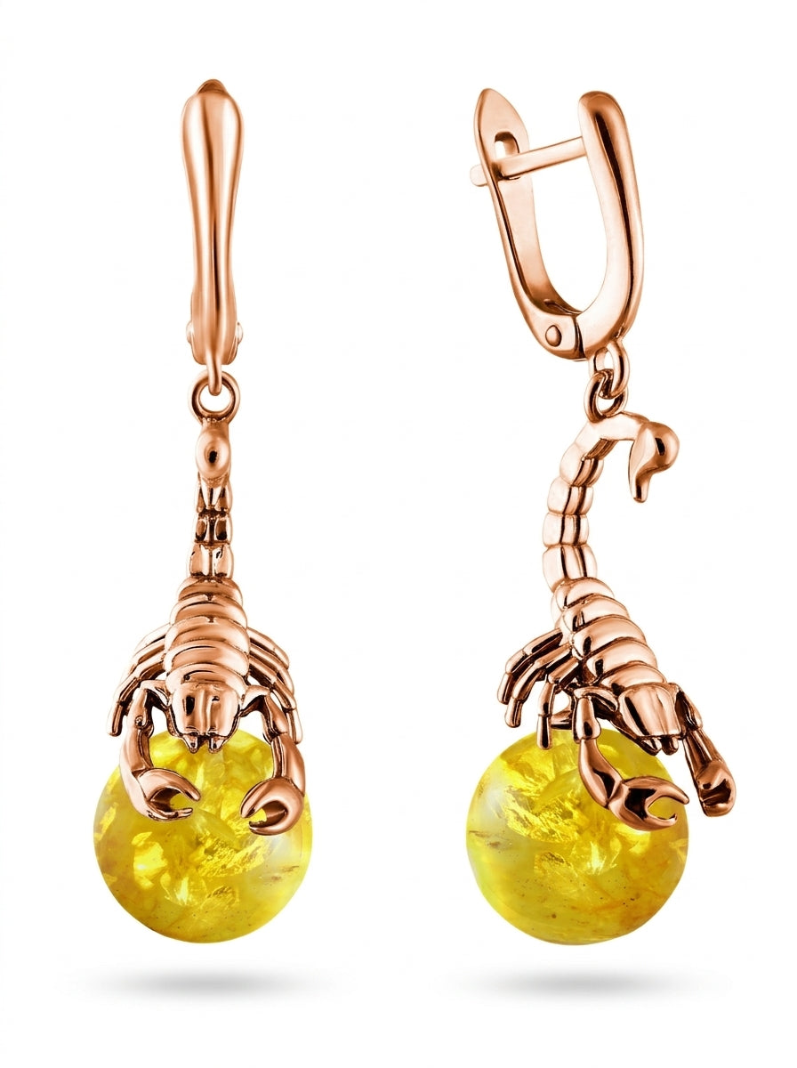 Ball Lemon Amber Silver Earrings — DARVIN (Pre-Order)
