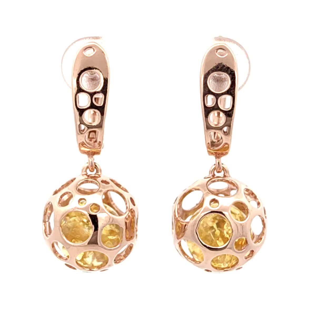 Ball Lemon Amber Silver Earrings — DARVIN (Pre-Order)