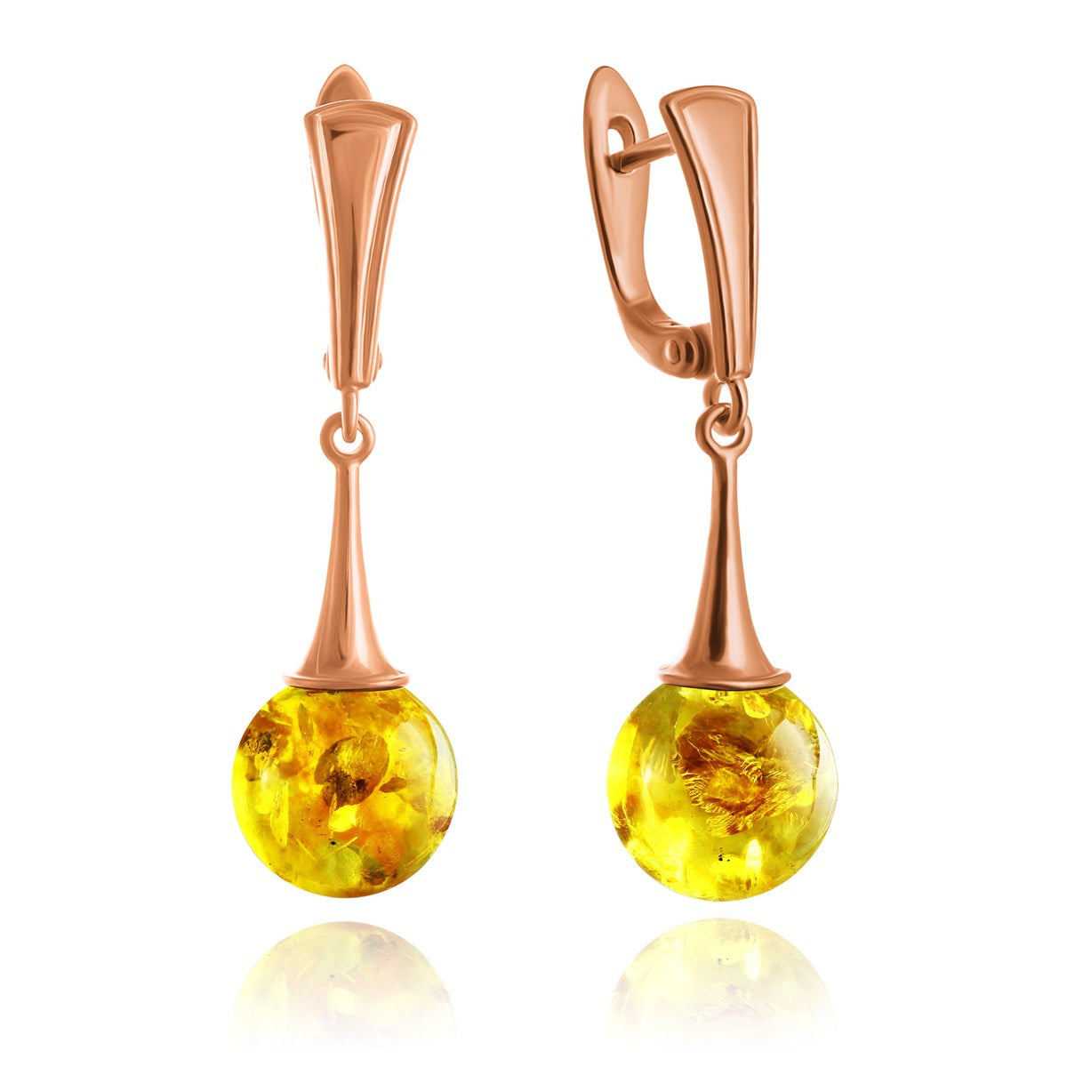 Ball Lemon Amber Silver Earrings — DARVIN (Pre-Order)