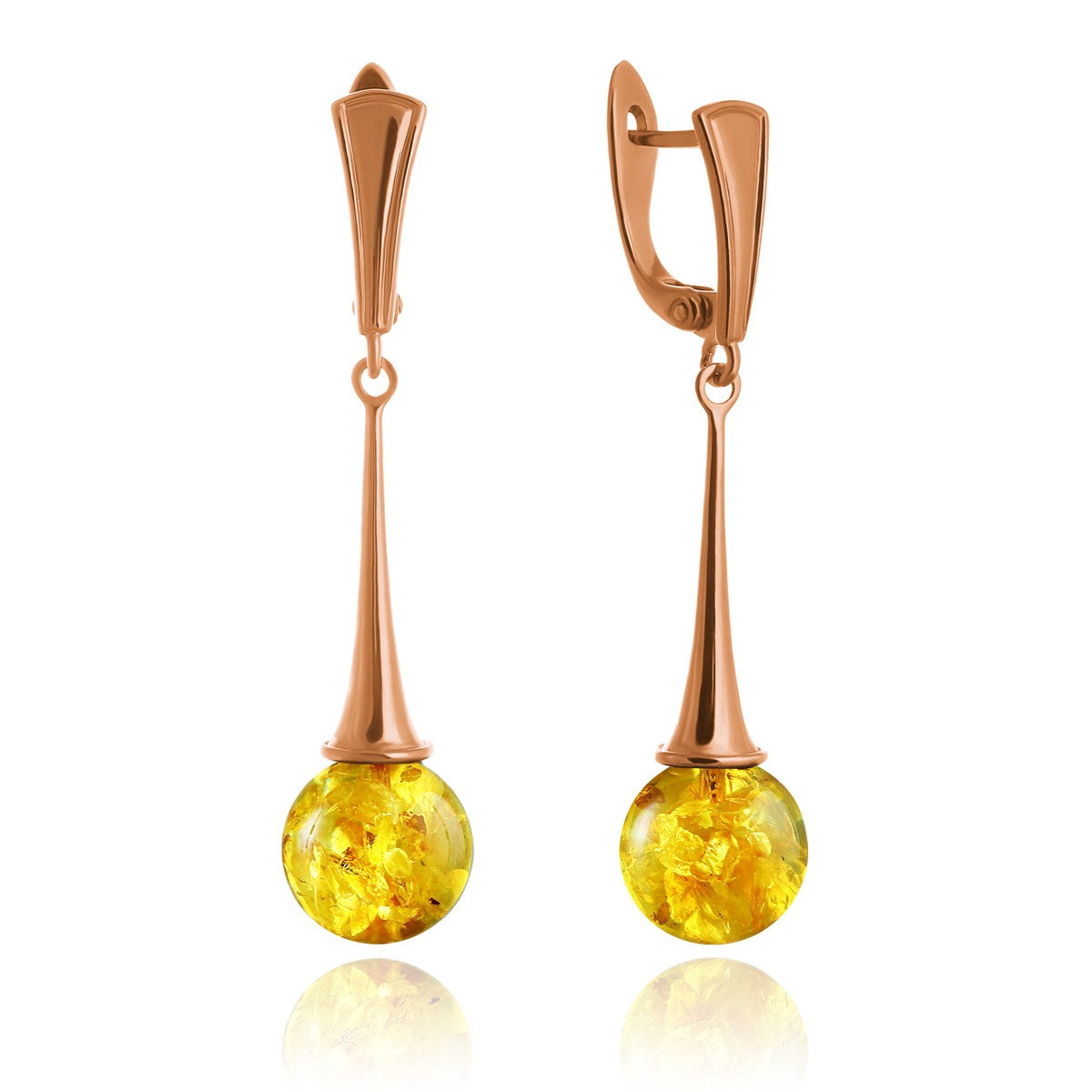 Ball Lemon Amber Silver Earrings — DARVIN (Pre-Order)