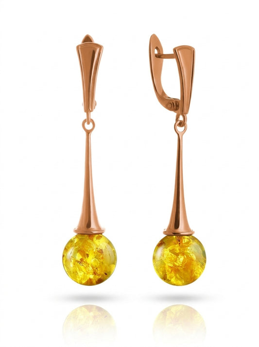 Ball Lemon Amber Silver Earrings — DARVIN (Pre-Order)