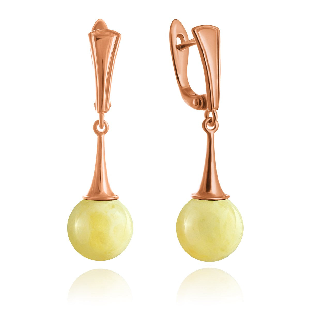 Ball White Amber Silver Earrings — DARVIN
