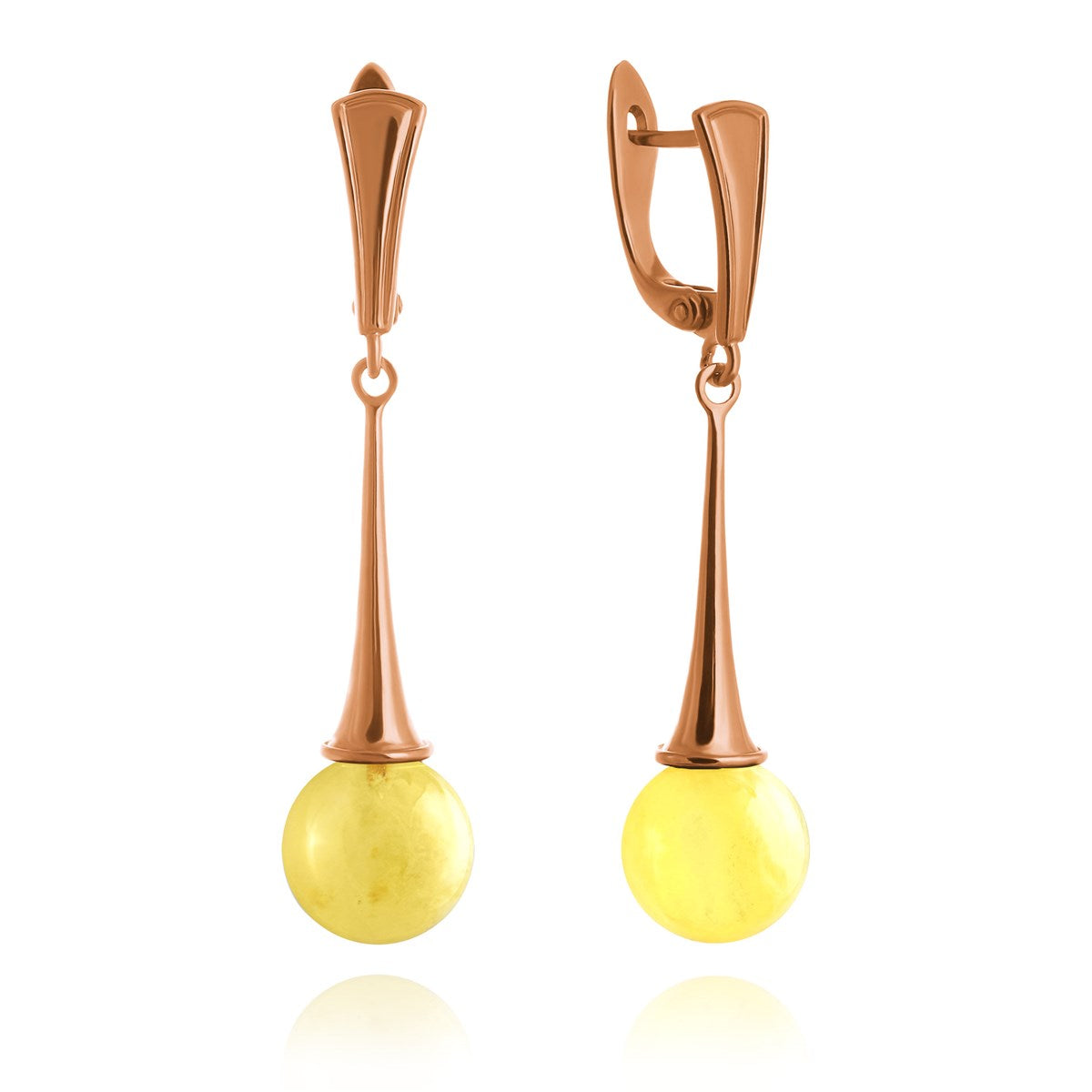 Ball White Amber Silver Earrings — DARVIN (Pre-Order)