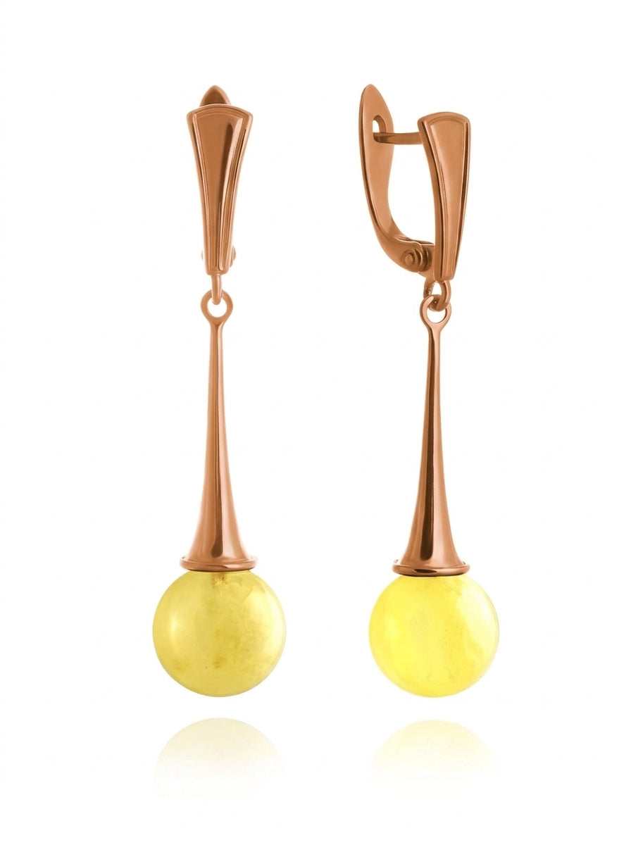 Ball White Amber Silver Earrings — DARVIN (Pre-Order)