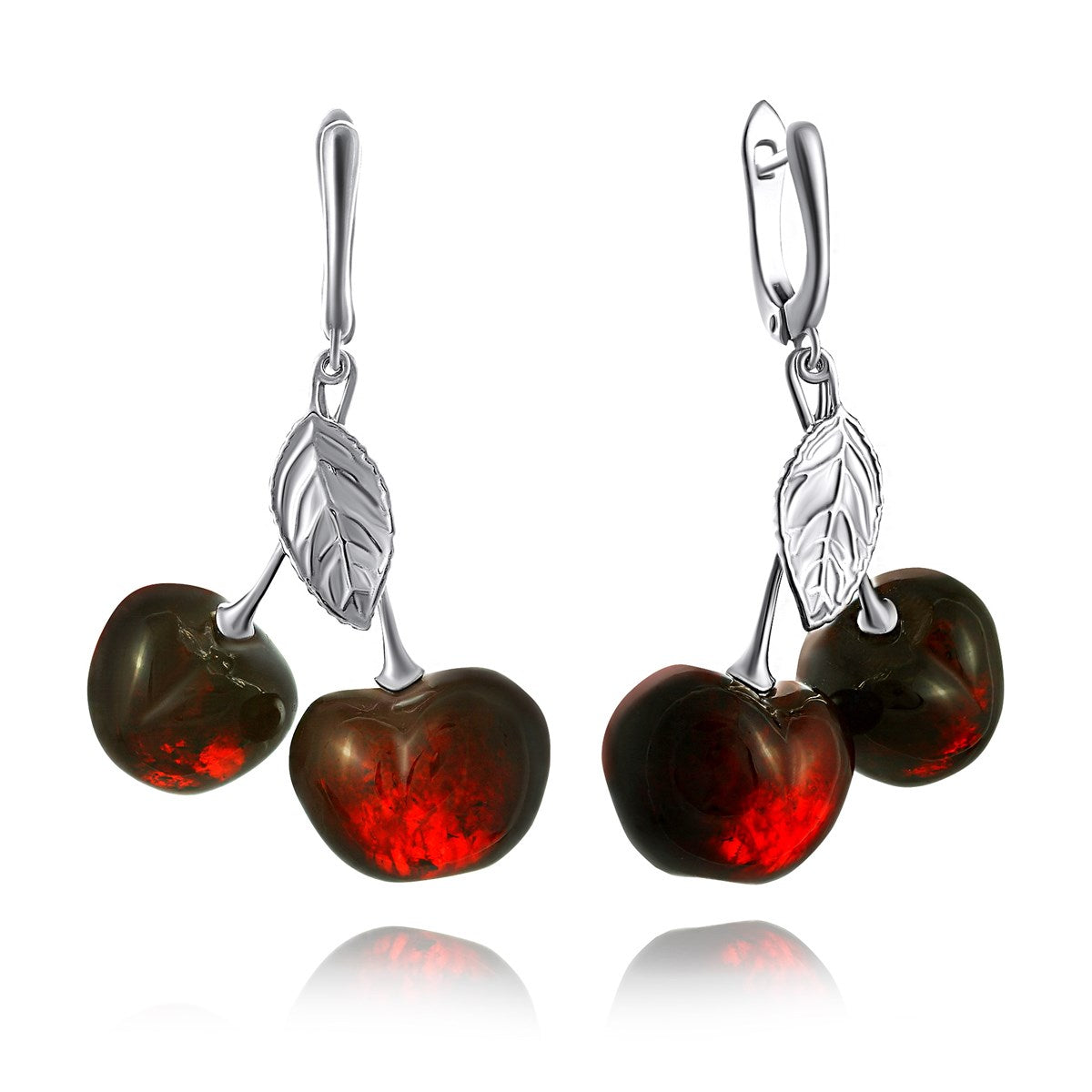 Cherry Cognac Amber Silver Earrings — DARVIN (Pre-Order)