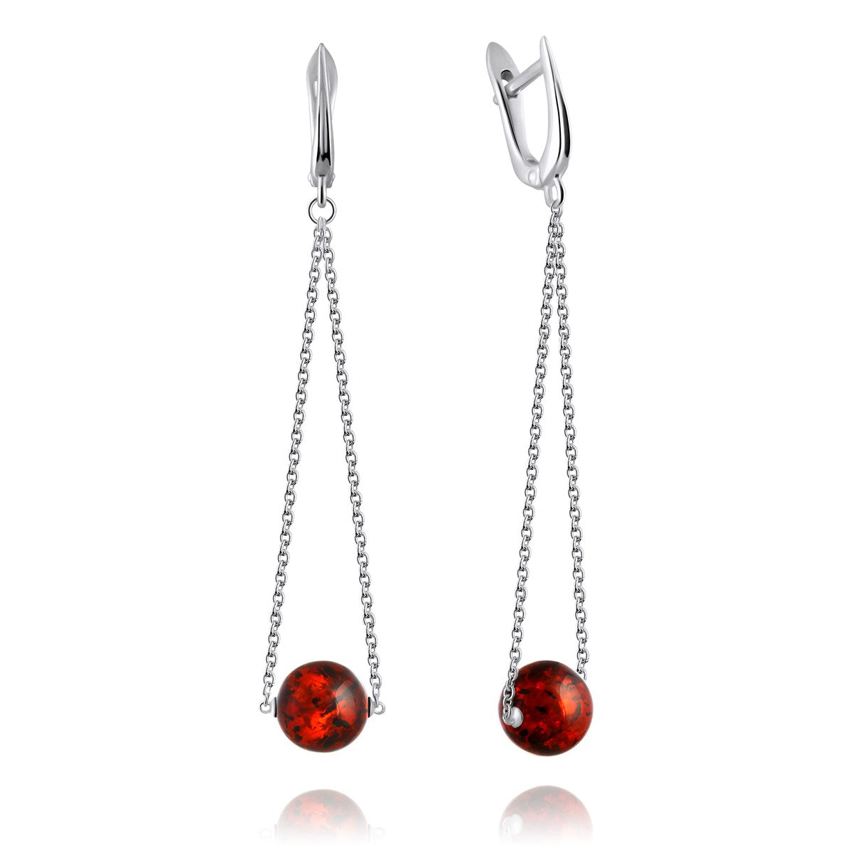 Ball Cognac Amber Silver Earrings — DARVIN (Pre-Order)