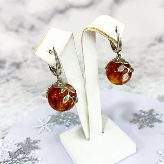 Earrings "Amber Sphere"