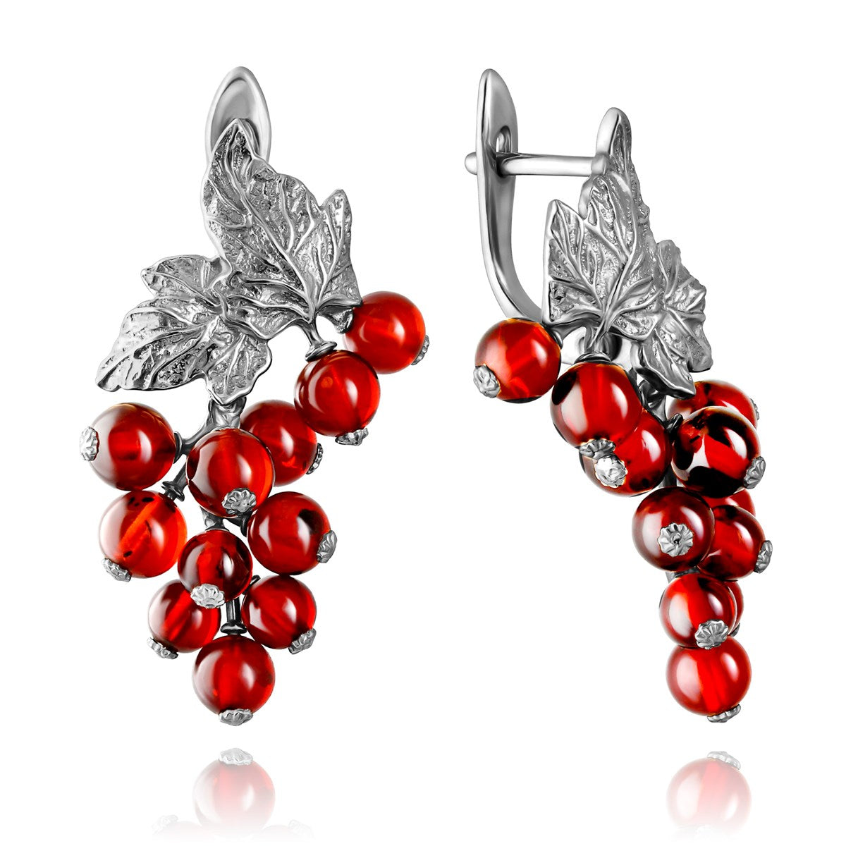 Ball Cognac Amber Silver Earrings — DARVIN (Pre-Order)