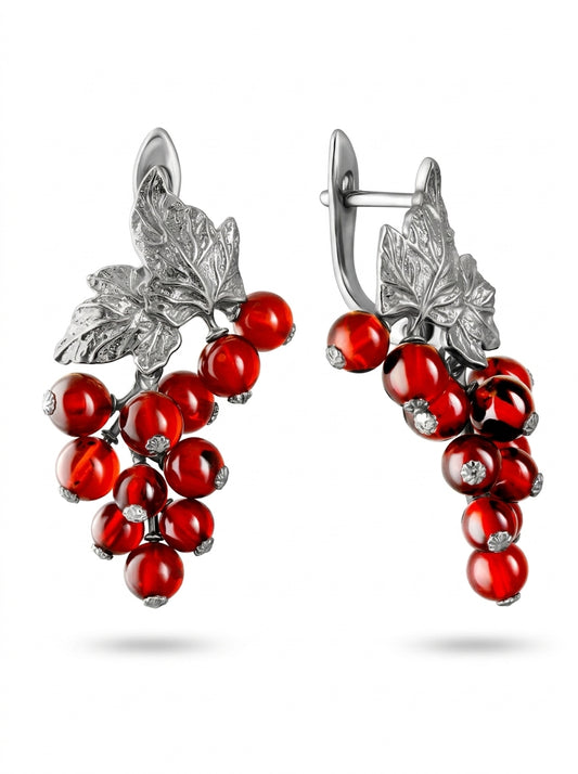 Ball Cognac Amber Silver Earrings — DARVIN (Pre-Order)