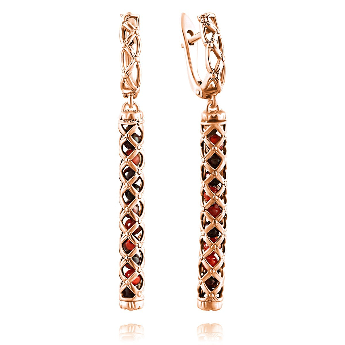 Ball Cognac Amber Silver Earrings — DARVIN (Pre-Order)