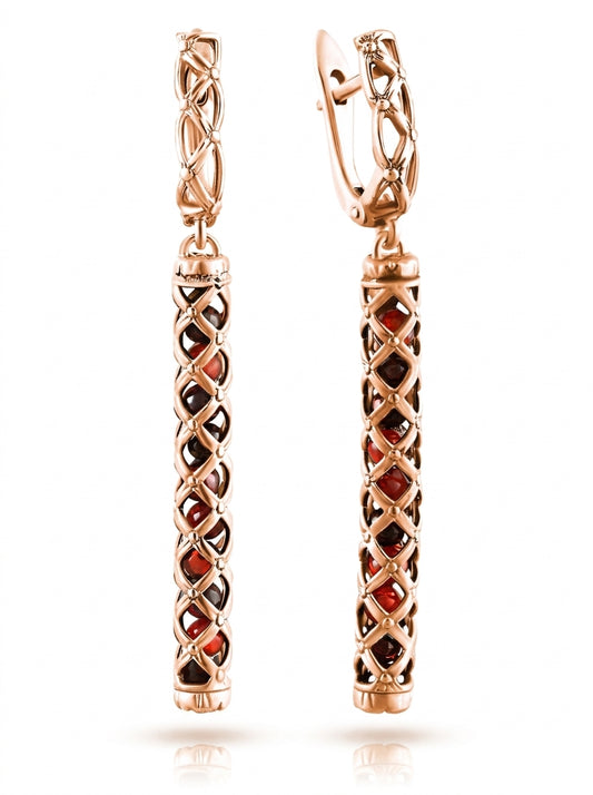 Ball Cognac Amber Silver Earrings — DARVIN (Pre-Order)