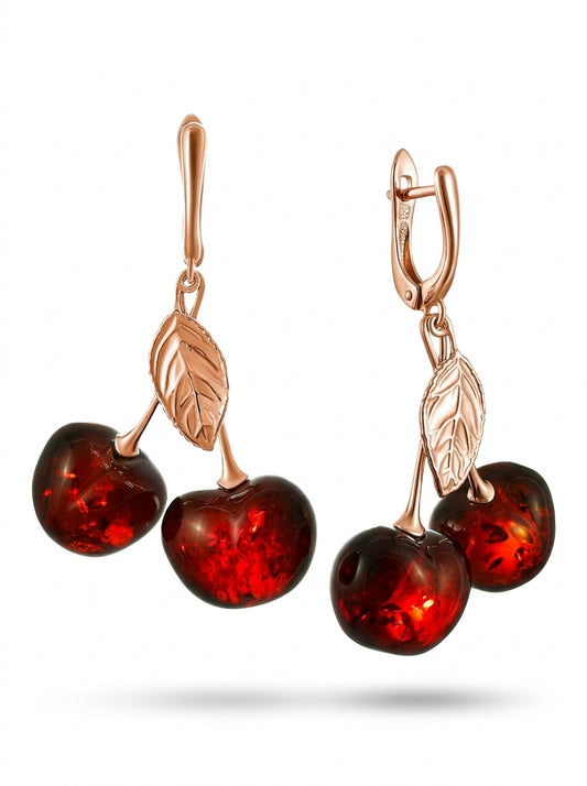Cherry Cognac Amber Silver Earrings — DARVIN (Pre-Order)