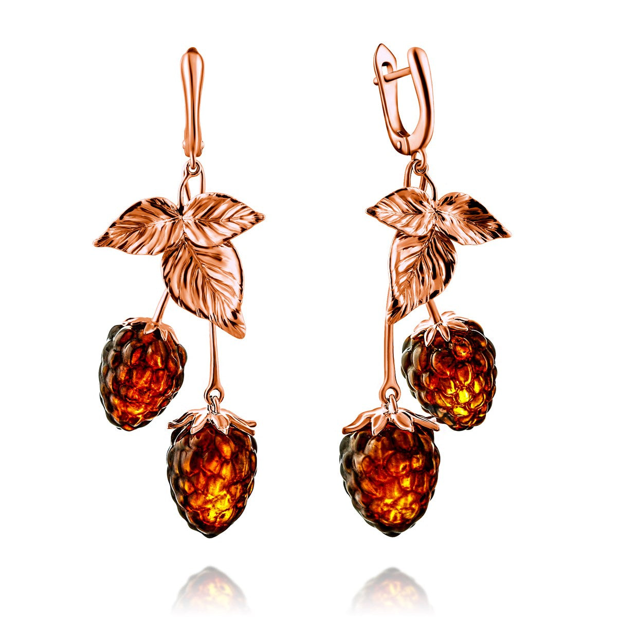 Raspberry Cognac Amber Silver Earrings — DARVIN (Pre-Order)