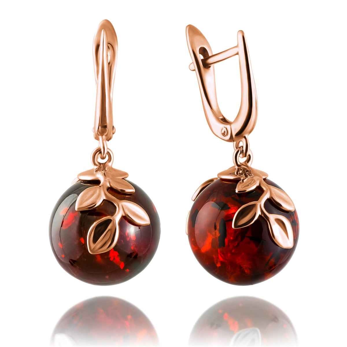Ball Cognac Amber Silver Earrings — DARVIN (Pre-Order)