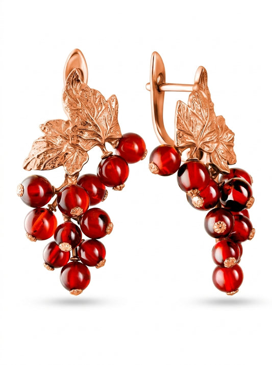 Ball Cognac Amber Silver Earrings — DARVIN (Pre-Order)