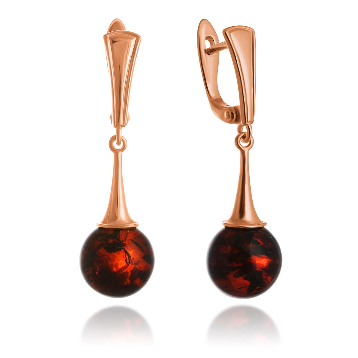 Ball Cognac Amber Silver Earrings — DARVIN (Pre-Order)