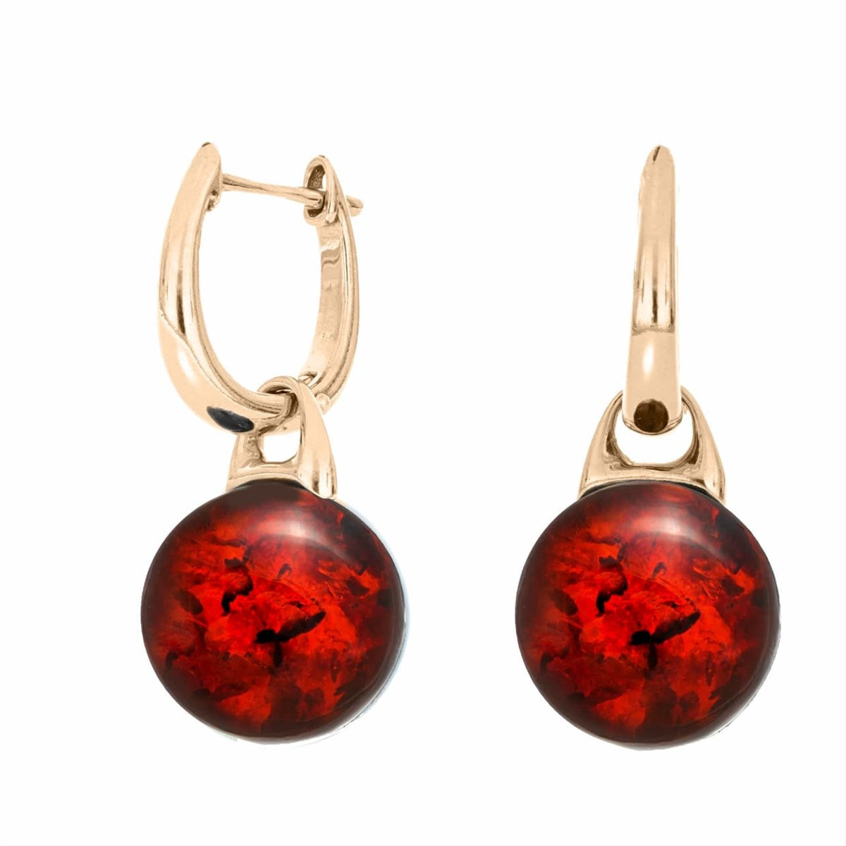 Ball Cognac Amber Silver Earrings — DARVIN