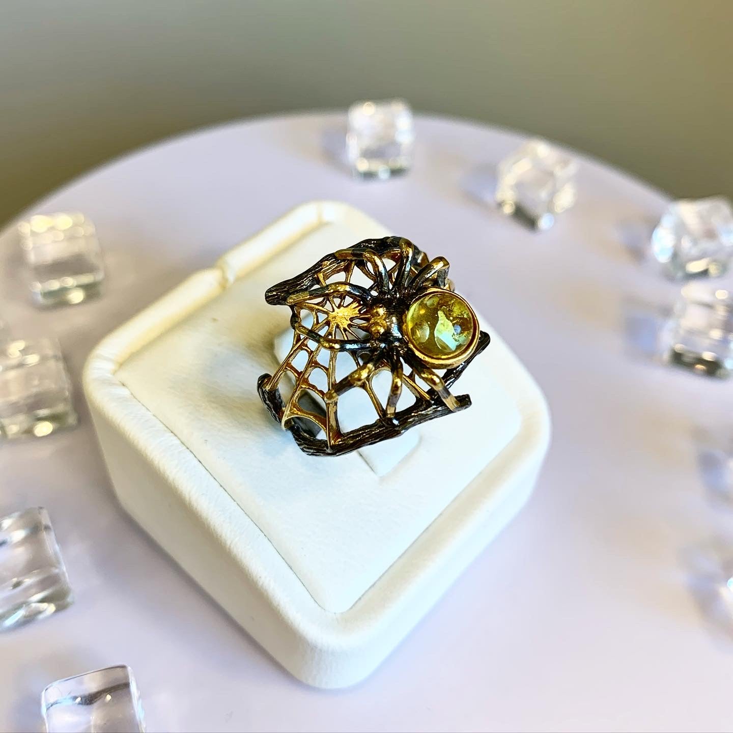 Amber Spider Ring