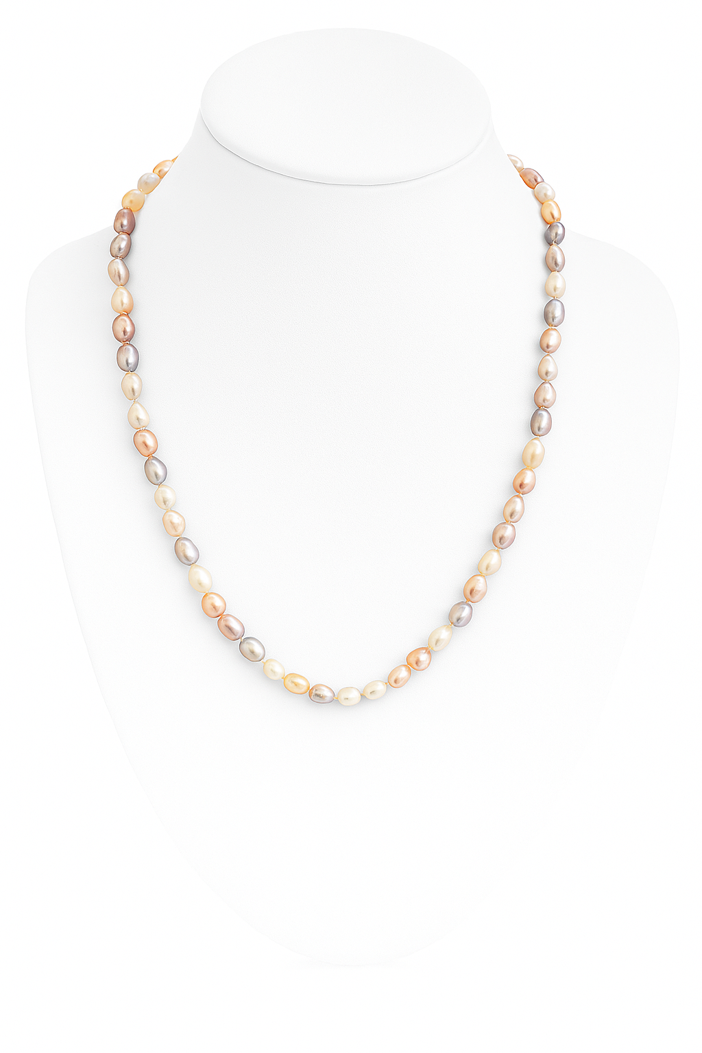 Pastel Symphony – Mixed Color Freshwater Pearl Necklace with Sterling Silver Clasp