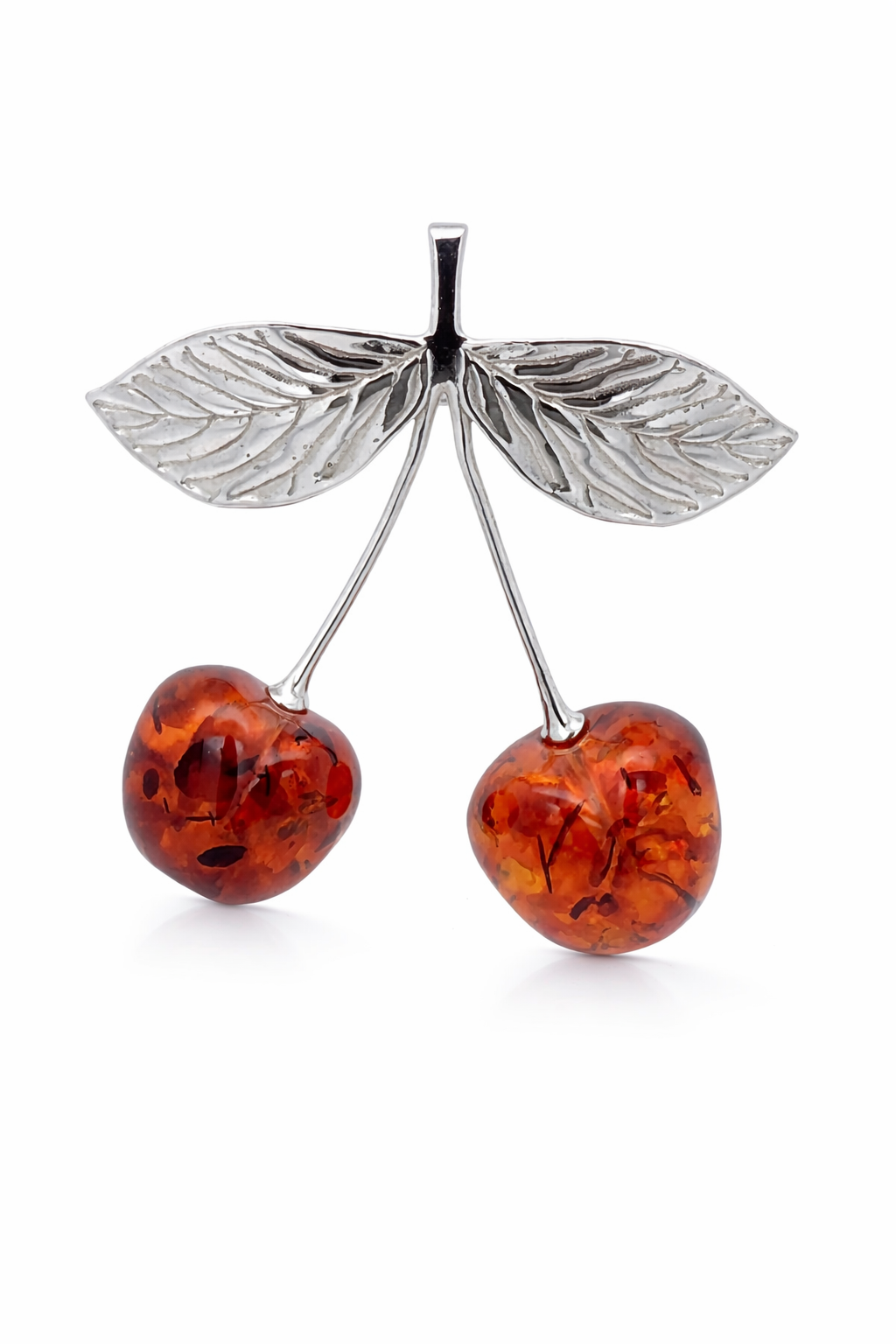 Cherry Brooch Pendant with Baltic Amber