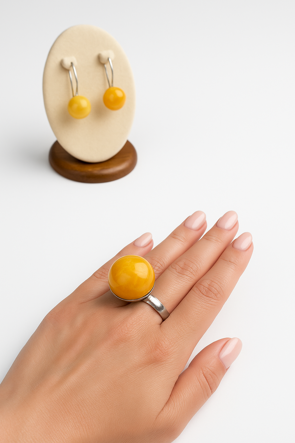 Handmade Baltic Amber Ring — Adjustable Size