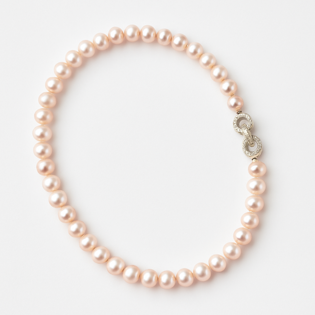 Blush Elegance – Soft Pink Freshwater Pearl Necklace with Sterling Silver Clasp