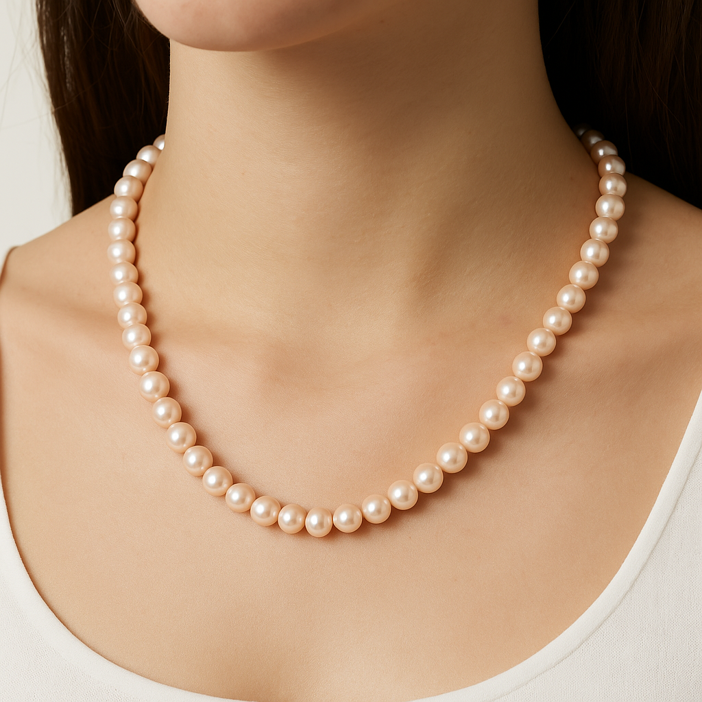 Blush Elegance – Soft Pink Freshwater Pearl Necklace with Sterling Silver Clasp