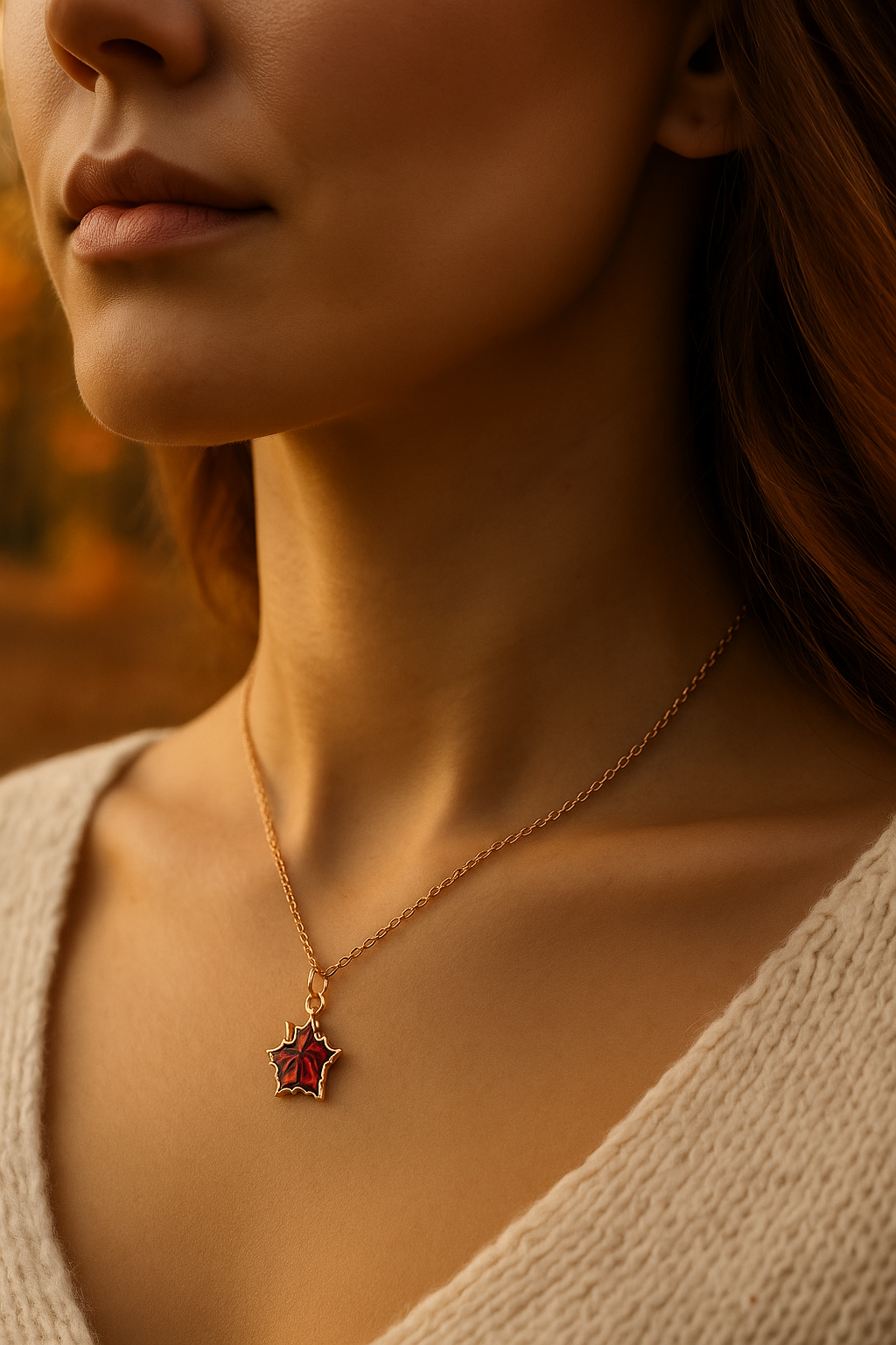 Amber Maple Pendant with Chain — Collection “Maple”