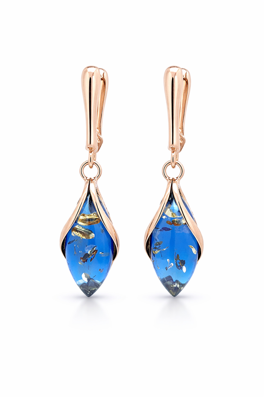 Snowdrop Earrings Gold Plated 925 Sterling Silver Caribbean Amber Darvin