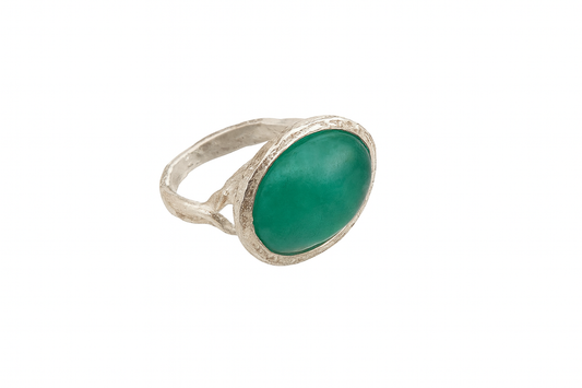 Waves of Time — Sterling Silver Ring with Roman Glass