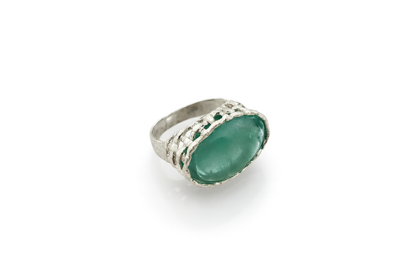 Waves of Time — Sterling Silver Ring with Roman Glass