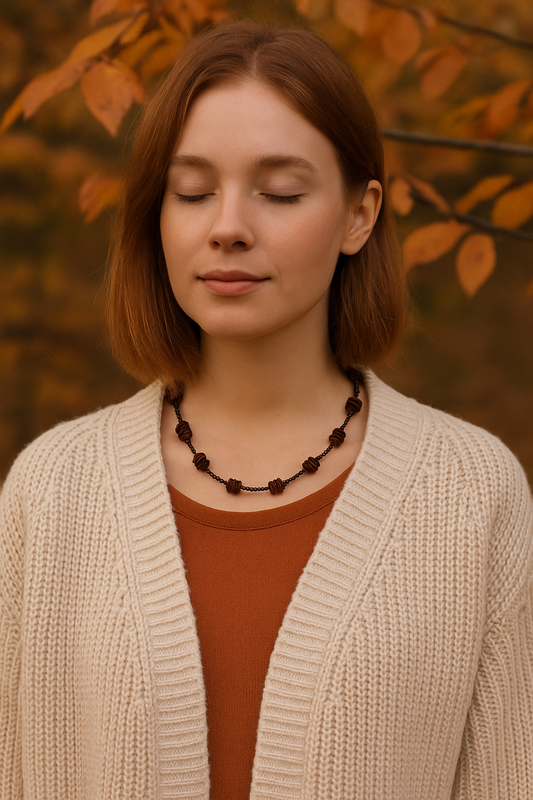 שרשרת - חרוזי אמטיסט וענבר בלטיים