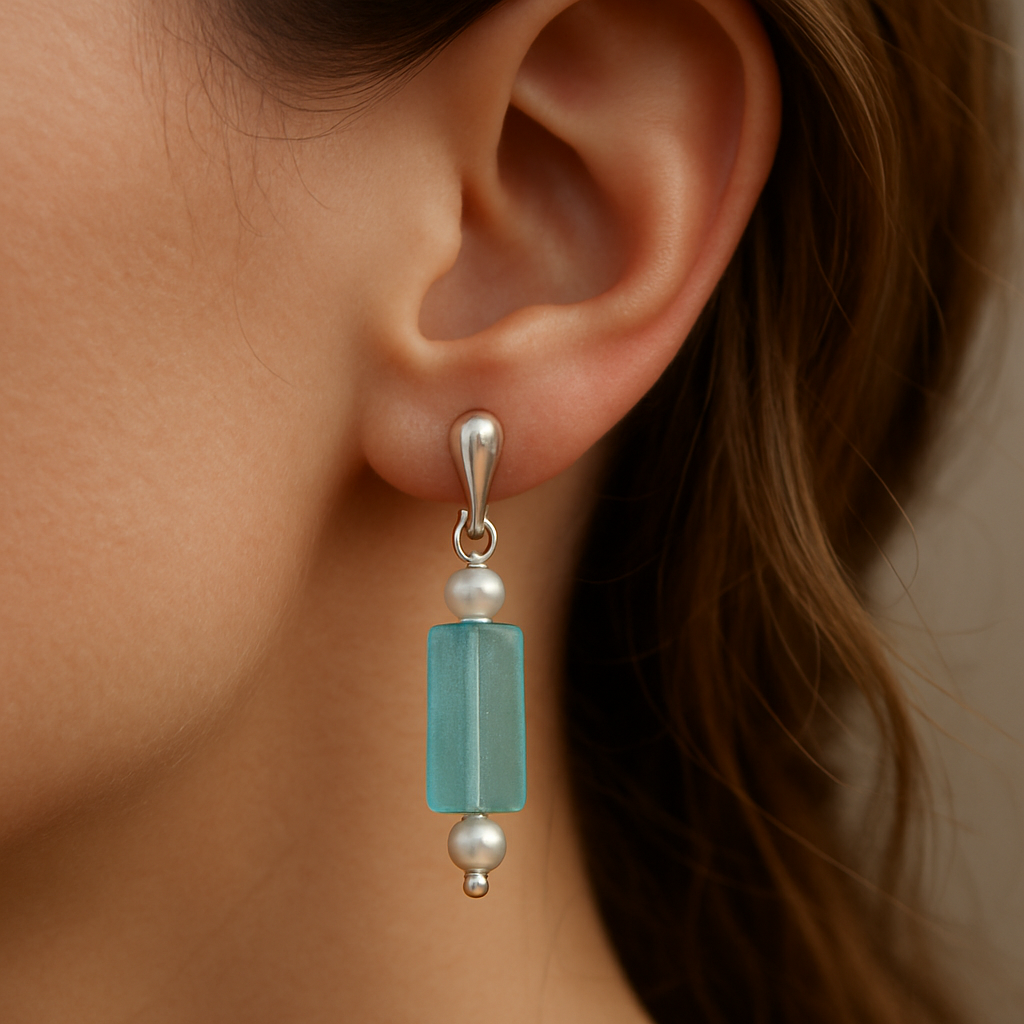 Sea Whisper Roman Glass & Pearl Earrings