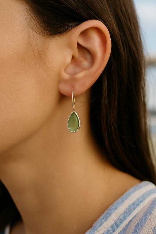 Sea Whisper Roman Glass & Pearl Earrings