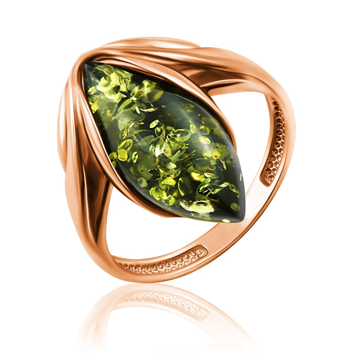 Marquise Green Amber Silver Ring — DARVIN (Pre-Order)