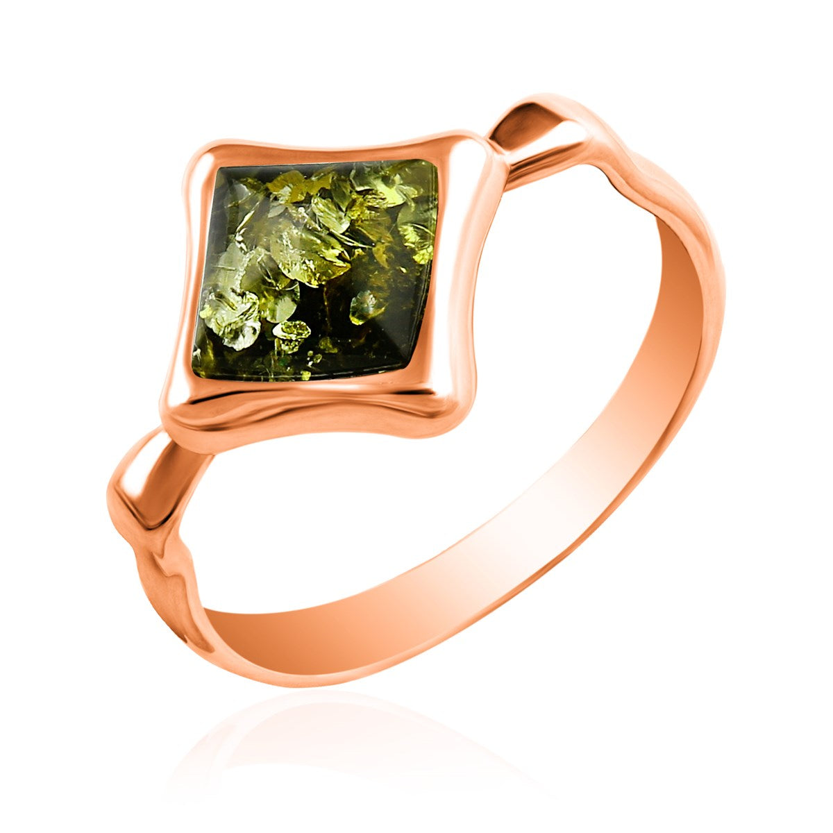 Square Green Amber Silver Ring — DARVIN (Pre-Order)