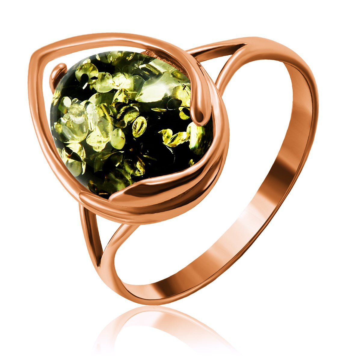 Oval Green Amber Silver Ring — DARVIN (Pre-Order)