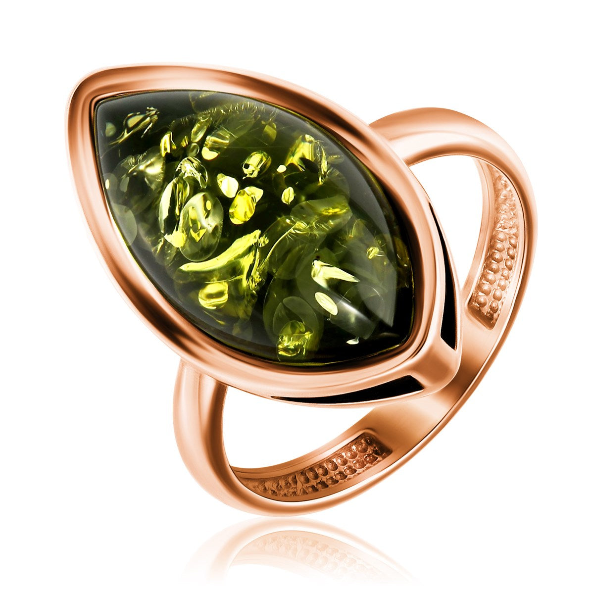 Marquise Green Amber Silver Ring — DARVIN (Pre-Order)
