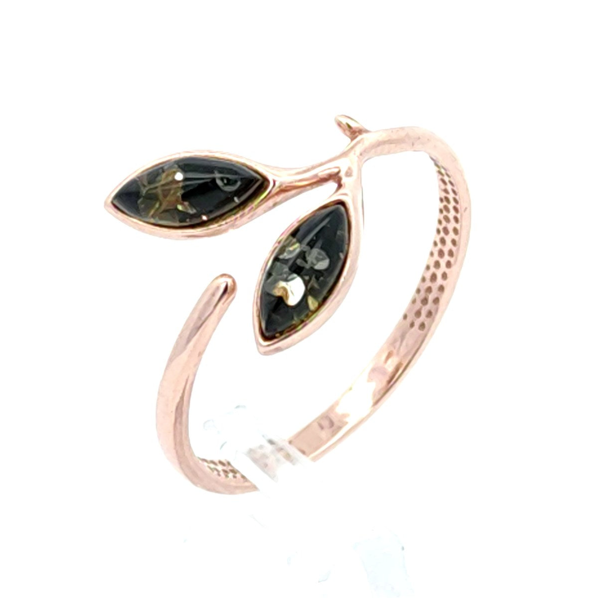 Marquise Green Amber Silver Ring — DARVIN (Pre-Order)