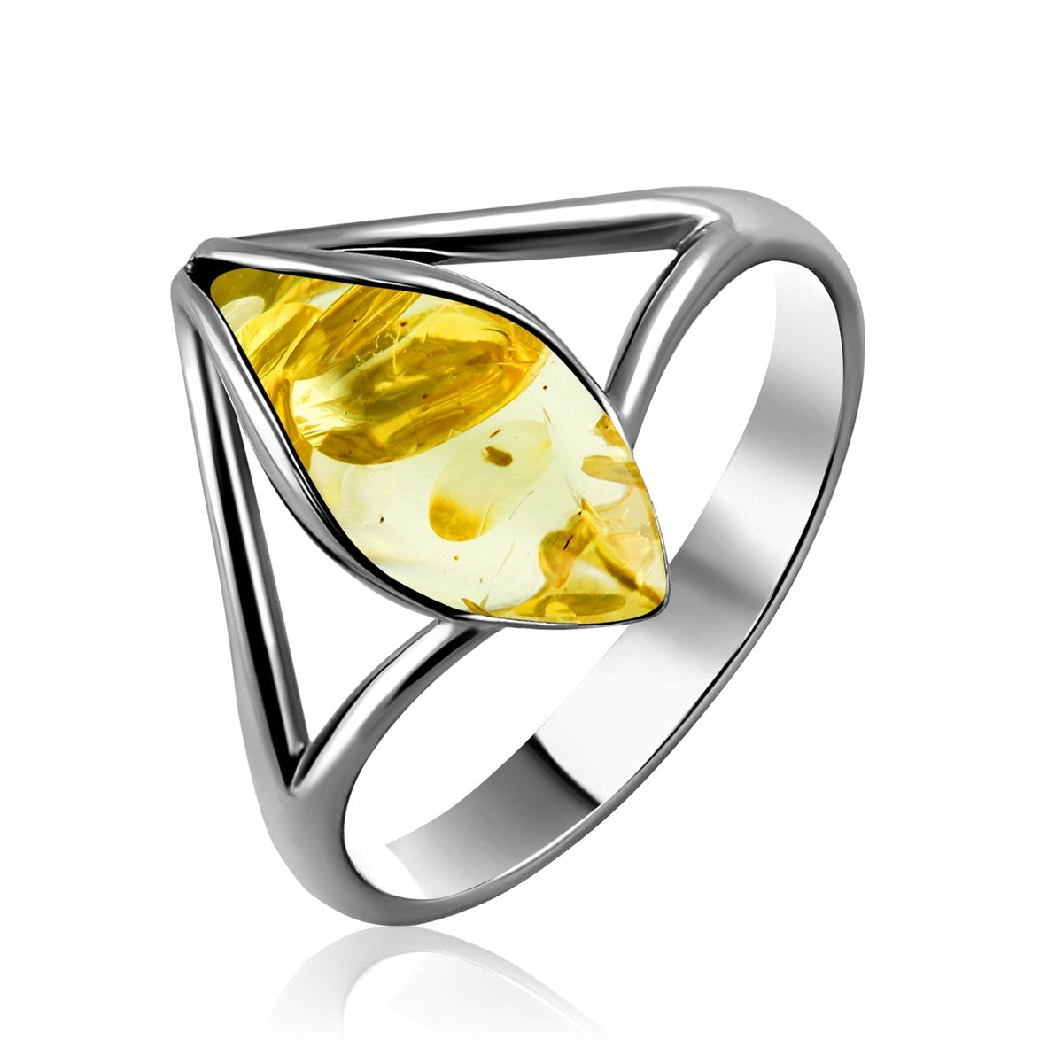 Marquise Lemon Amber Silver Ring — DARVIN (Pre-Order)