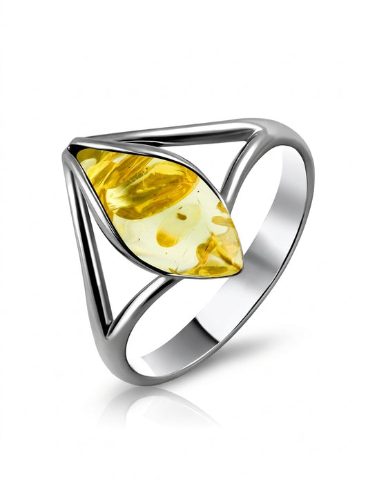 Marquise Lemon Amber Silver Ring — DARVIN (Pre-Order)